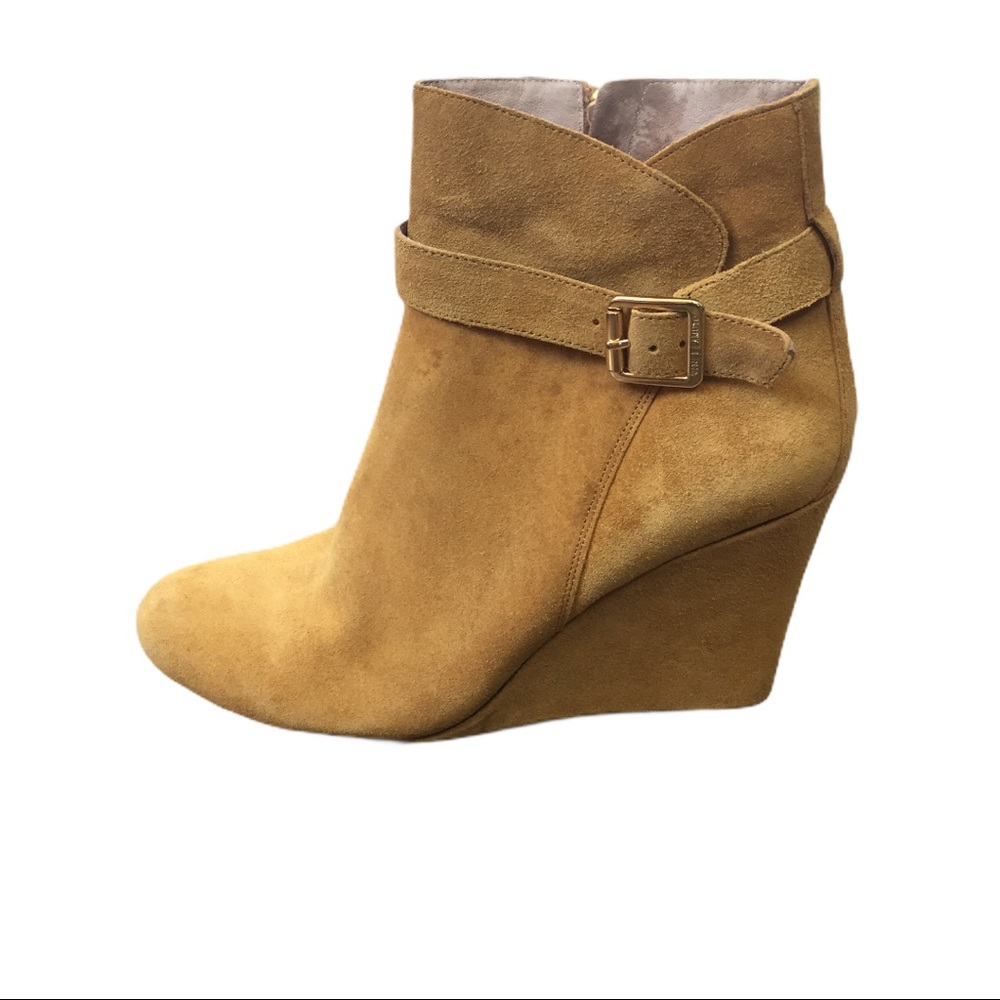 Vince Camuto golden brown suede  wedge booties